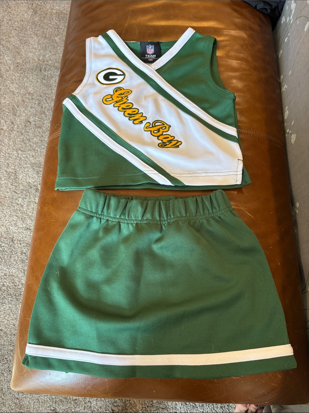 NFL Green and White Cheer Top with Yellow Accent